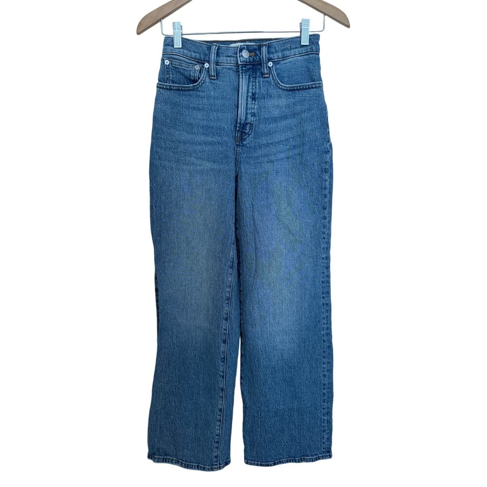 Madewell Blue High Rise The Perfect Vintage Wide Leg Denim Jeans SZ 25 Retro NEW